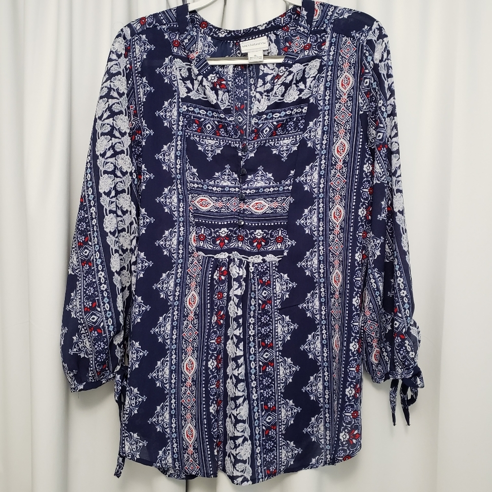 Liz Claiborne Blouse Tunic Long-Sleeve Top